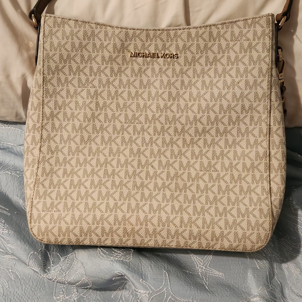 Michael Kors Beige Monogram Crossbody Bag